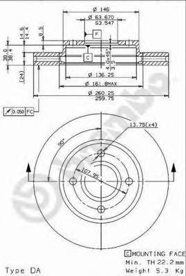 BREMBO 09.5707.14 Тормозной диск