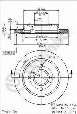 BREMBO 09.5708.10 Гальмівний диск