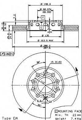 BREMBO 09.5745.21 Тормозной диск