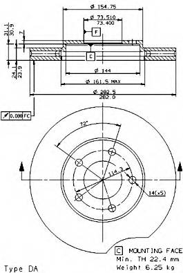 BREMBO 09.5801.10 Тормозной диск