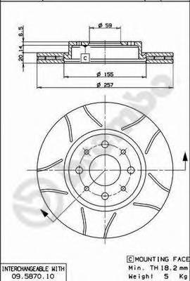 BREMBO 09.5870.75 Гальмівний диск