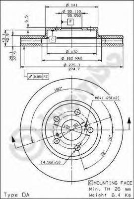 BREMBO 09.6708.10 Тормозной диск