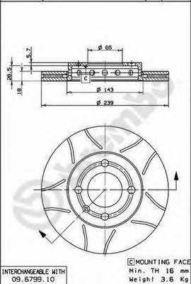 BREMBO 09.6799.75 Тормозной диск