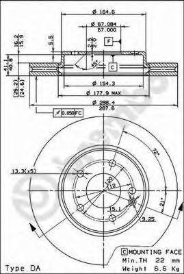 BREMBO 09.6845.11 Гальмівний диск