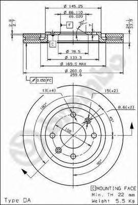 BREMBO 09.6932.11 Тормозной диск