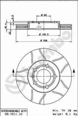 BREMBO 09.7011.75 Гальмівний диск