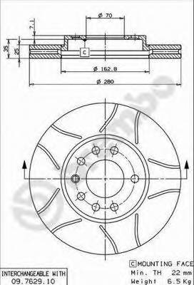 BREMBO 09.7629.75 Гальмівний диск