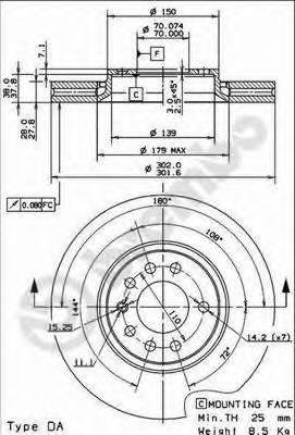 BREMBO 09.9162.11 Тормозной диск