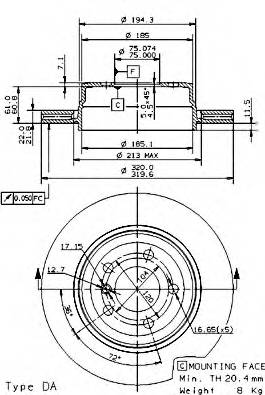 BREMBO 09.9573.11 Тормозной диск