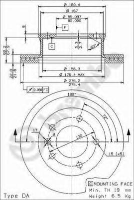 BREMBO 09.9618.14 Тормозной диск