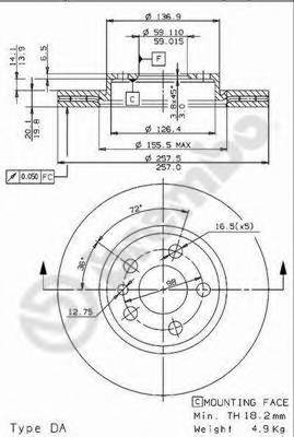 BREMBO 09.9631.34 Тормозной диск