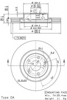 BREMBO 09.9825.21 Тормозной диск