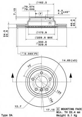 BREMBO 09.A259.11 Тормозной диск