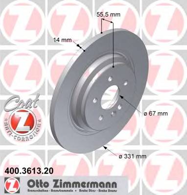 ZIMMERMANN 400.3613.20 Гальмівний диск