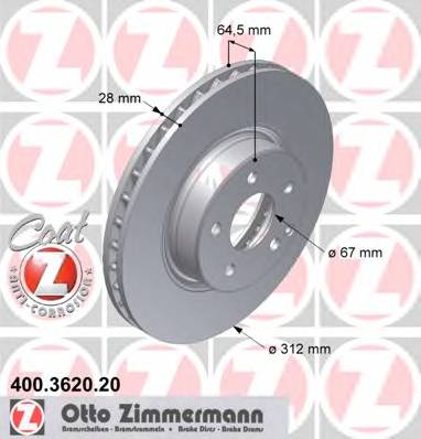 ZIMMERMANN 400.3620.20 Гальмівний диск