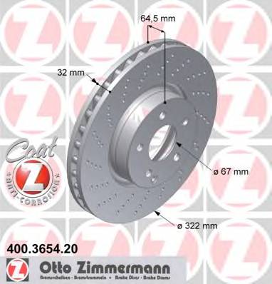 ZIMMERMANN 400.3654.20 Гальмівний диск