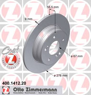 ZIMMERMANN 400.1412.20 Гальмівний диск