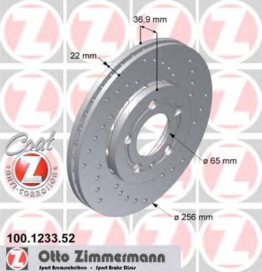 ZIMMERMANN 100.1233.52 Тормозной диск