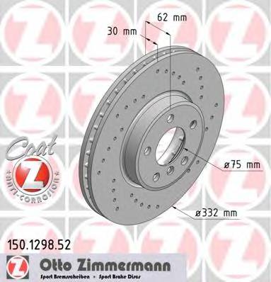 ZIMMERMANN 150.1298.52 Гальмівний диск