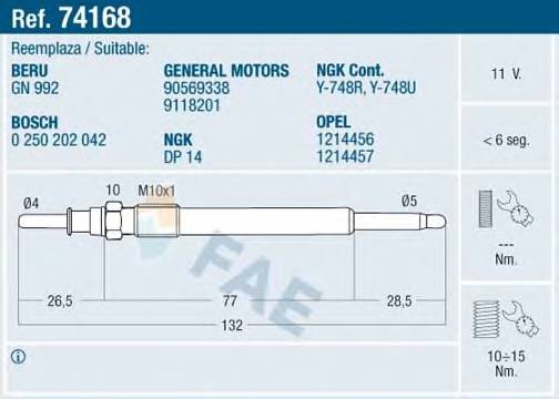 FAE 74168 Свеча накаливания