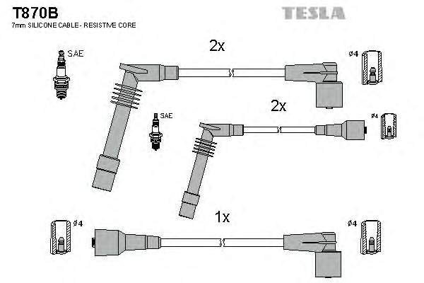 TESLA T870B Комплект дротів запалювання