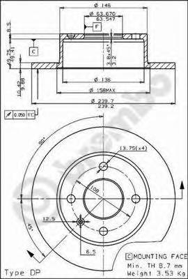 BRECO BS 7525 Тормозной диск