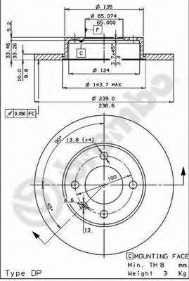 BREMBO 08.2631.34 Тормозной диск