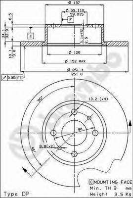 BREMBO 08.3126.14 Тормозной диск