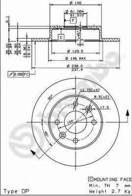 BREMBO 08.3147.14 Тормозной диск