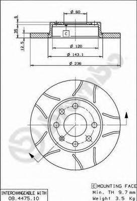 BREMBO 08.4475.75 Гальмівний диск