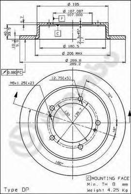 BREMBO 08.5266.10 Тормозной диск