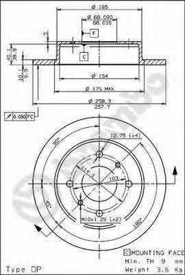 BREMBO 08.5443.11 Тормозний диск