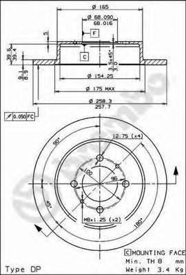 BREMBO 08.5443.40 Тормозной диск