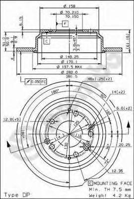 BREMBO 08.6898.10 Тормозной диск