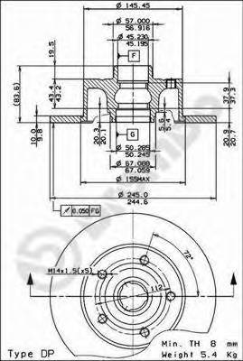 BREMBO 08.6911.14 Гальмівний диск