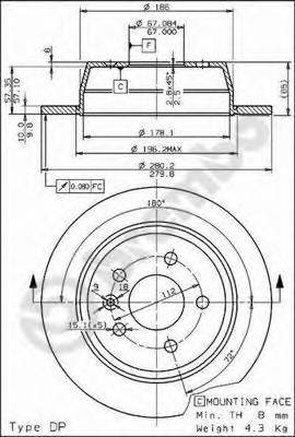 BREMBO 08.6968.10 Тормозной диск