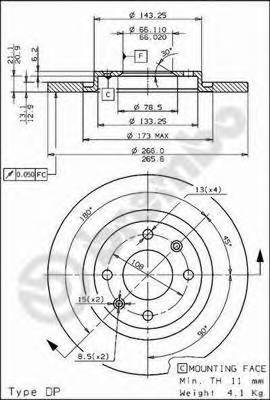 BREMBO 08.7238.10 Тормозной диск