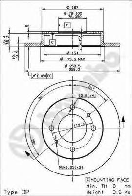 BREMBO 08.9081.10 Тормозной диск