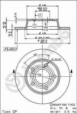 BREMBO 08.9084.11 Гальмівний диск