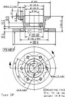 BREMBO 08.9459.20 Тормозной диск