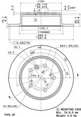 BREMBO 08.A150.11 Гальмівний диск