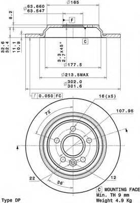 BREMBO 08.A537.11 Гальмівний диск