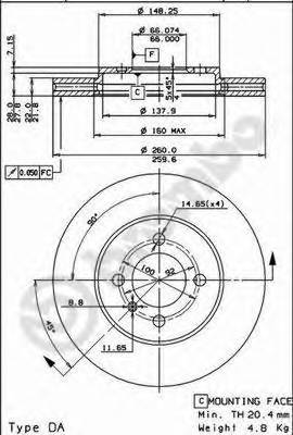 BREMBO 09.4883.10 Тормозной диск