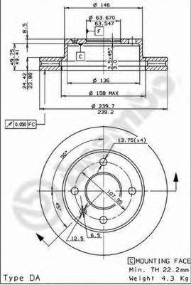 BREMBO 09.4914.34 Тормозной диск