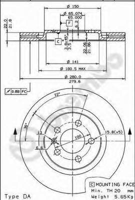 BREMBO 09.5570.10 Тормозной диск