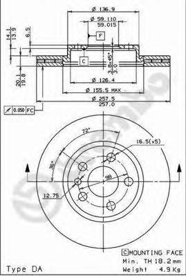 BREMBO 09.5870.34 Тормозной диск