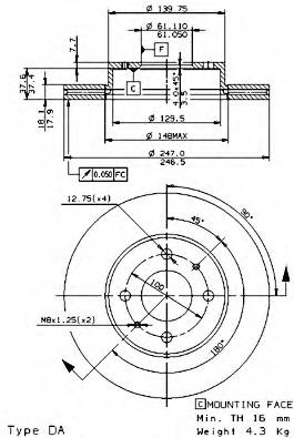 BREMBO 09.6942.10 Тормозной диск