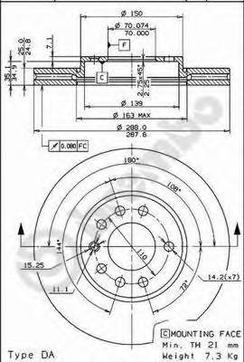 BREMBO 09.6997.11 Тормозной диск