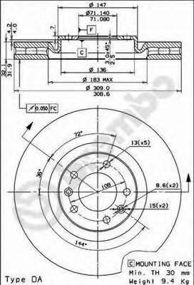 BREMBO 09.7680.11 Тормозной диск