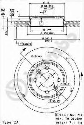 BREMBO 09.8137.21 Тормозной диск